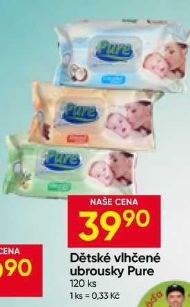 Dětské vlhčené ubrousky Pure 120 ks Hruška