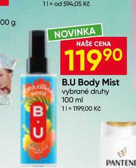 B.U Body Mist vybrané druhy 100 ml