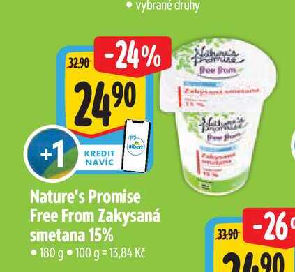 Nature's Promise Free From Zakysaná smetana 15% 180 g