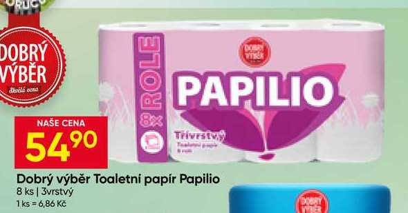 Dobrý výběr Toaletní papír Papilio 8 ks 3vrstvý  