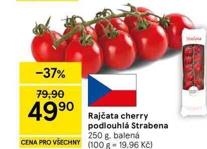 Rajčata cherry podlouhlá Strabena, 250 g, balená