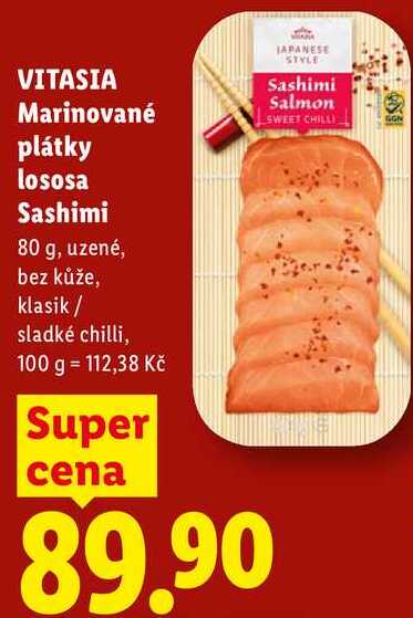 VITASIA Marinované plátky lososa Sashimi, 80 g