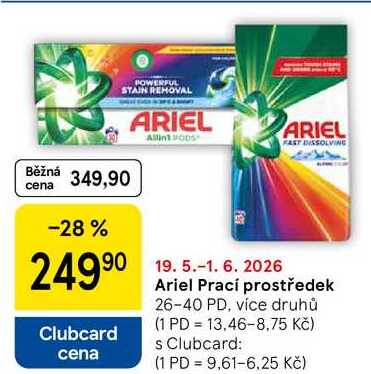 Ariel Prací prostředek, 26-40 PD, více druhů Tesco