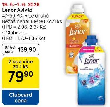 Lenor Aviváž, 47-59 PD, více druhů Tesco