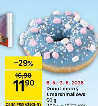 Donut modrý s marshmallows, 60 g