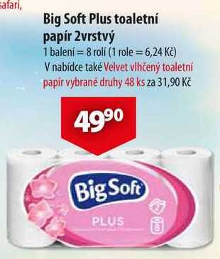 Big Soft Plus toaletní papír 2vrstvý, 8 rolí CBA