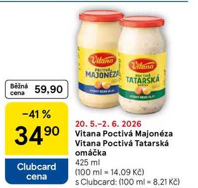 Vitana Poctivá Tatarská omáčka, 425 ml