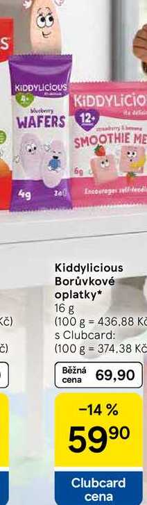 Kiddylicious Borůvkové oplatky, 16 g Tesco