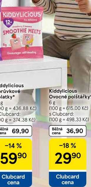 Kiddylicious Ovocné polštářky, 6 g Tesco