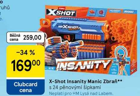 X-Shot Insanity Manic Zbraň, s 24 pěnovými šipkami Tesco