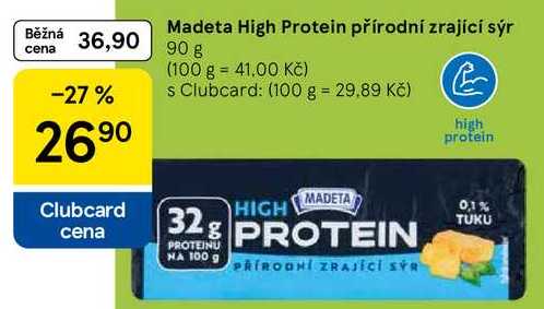 Madeta High Protein přírodní zrající sýr, 90 g