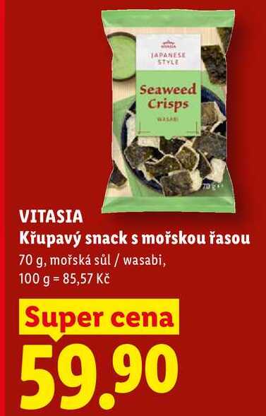 VITASIA Křupavý snack s mořskou řasou, 70 g