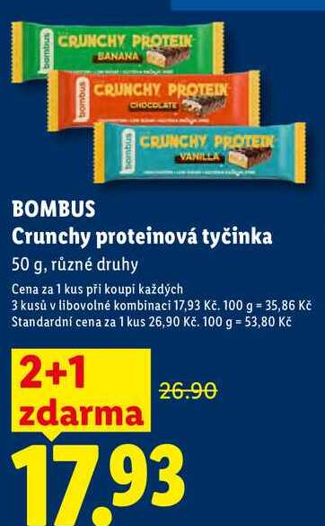 BOMBUS Crunchy proteinová tyčinka, 50 g