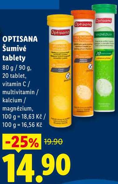 OPTISANA Šumivé tablety, 80 g/90 g