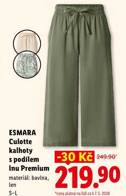 ESMARA Culotte kalhoty s podílem Inu Premium
