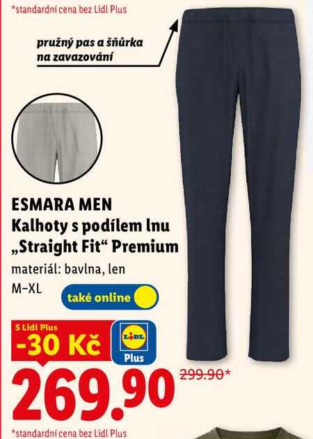 ESMARA MEN Kalhoty s podílem Inu ,,Straight Fit" Premium