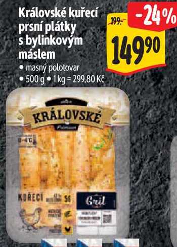 Královské kuřecí prsní plátky s bylinkovým máslem, 500 g