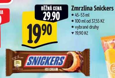 Zmrzlina Snickers, 45-53 ml 