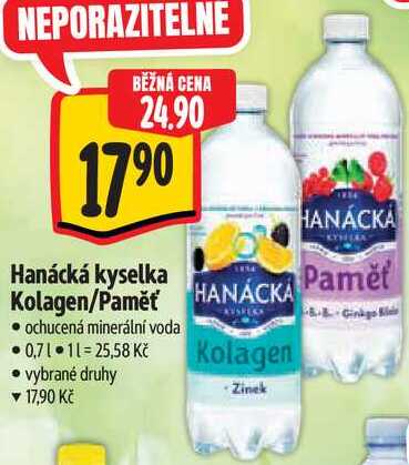 Hanácká kyselka Kolagen/Paměť, 0,7 l