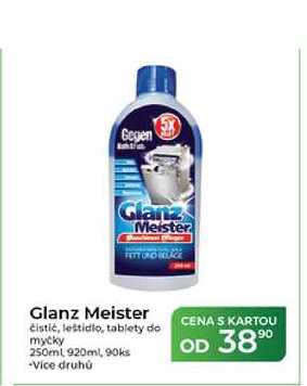 Glanz Meister čistič, leštidlo, tablety do myčky 250ml 920ml, 90ks