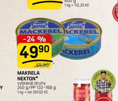 MAKRELA NEKTON* vybrané druhy 240 g/PP 132-168 g