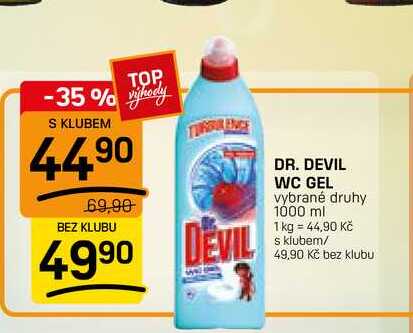DR. DEVIL WC GEL vybrané druhy 1000 ml FLOP TOP