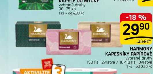 HARMONY KAPESNÍKY PAPÍROVÉ vybrané druhy 150 ks | 2vrstvé FLOP TOP