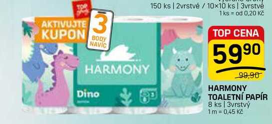 HARMONY TOALETNÍ PAPÍR 8 ks | 3vrstvý FLOP TOP
