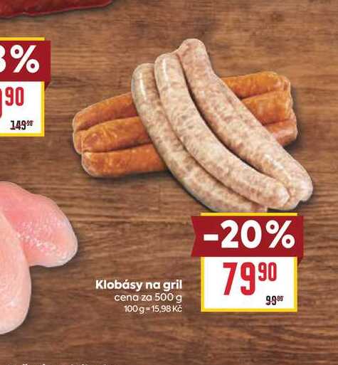 Klobásy na gril cena za 500 g