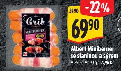 Albert Miniberner se slaninou a sýrem, 250 g