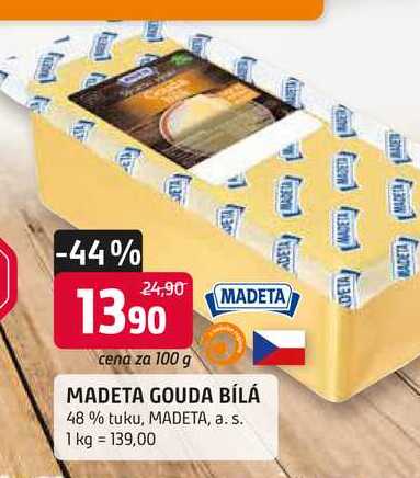 MADETA GOUDA BÍLÁ 48 % tuku, 100 g