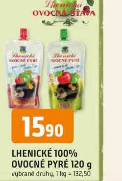 LHENICKÉ 100% OVOCNÉ PYRÉ 120 g Trefa