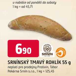 SRNÍNSKÝ TMAVÝ ROHLÍK 55 g 