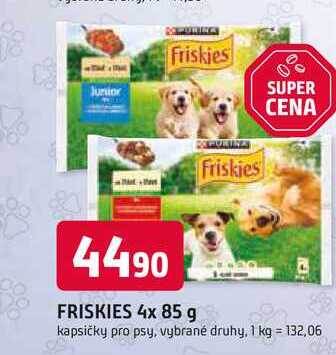FRISKIES 4x 85 g kapsičky pro psy, vybrané druhy