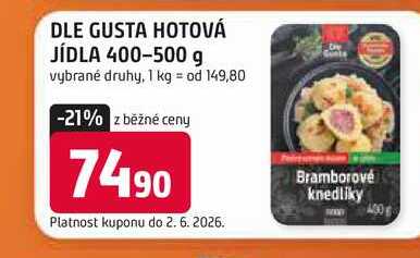 DLE GUSTA HOTOVÁ JÍDLA 400-500 g