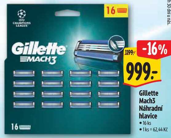 Gillette Mach3 Náhradní hlavice, 16 ks Albert