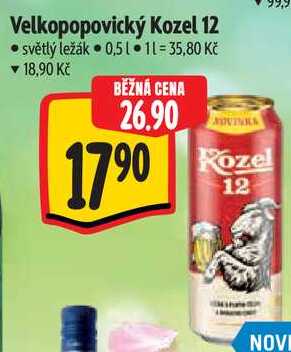 Velkopopovický Kozel 12, 0,5 l