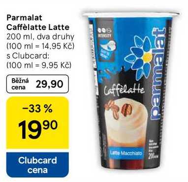 Parmalat Caffèlatte Latte, 200 ml, dva druhy  