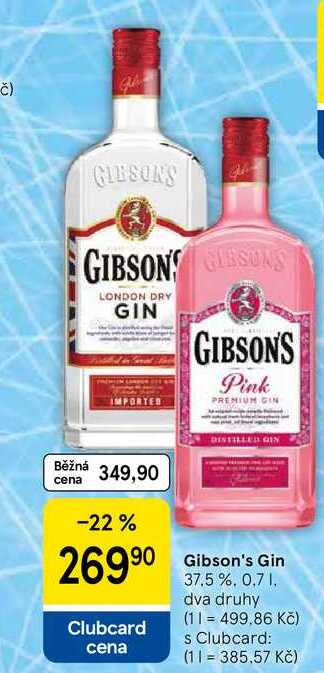 Gibson's Gin 37.5%, 0,7 l, dva druhy