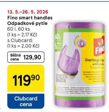 Fino smart handles Odpadkové pytle, 60 1, 60 ks Tesco
