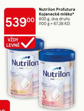 Nutrilon Profutura Kojenecké mléko, 800 g, dva druhy Tesco