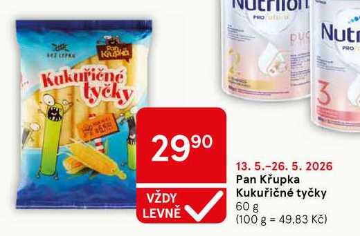 Pan Křupka Kukuřičné tyčky, 60 g Tesco