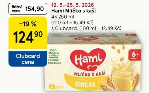 Hami Mlíčko s kaší, 4× 250 ml Tesco