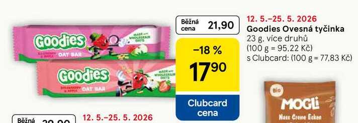 Goodies Ovesná tyčinka, 23 g Tesco