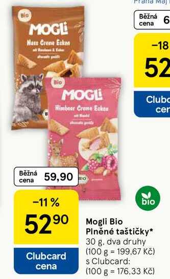 Mogli Bio Plněné taštičky, 30 g Tesco
