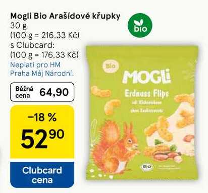 Mogli Bio Arašídové křupky, 30 g Tesco
