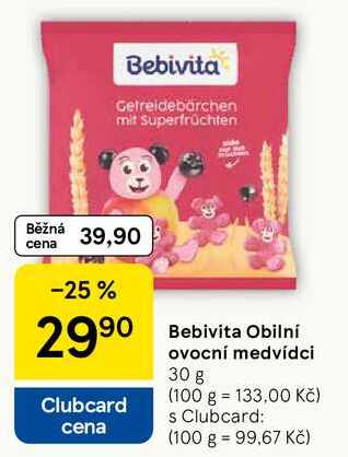 Bebivita Obilni ovocní medvídci, 30 g Tesco