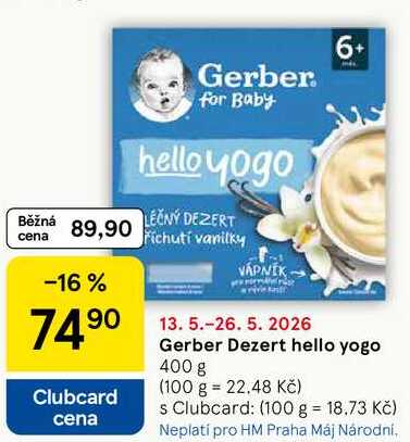 Gerber Dezert hello yogo, 400 g Tesco