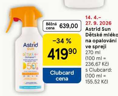 Astrid Sun Dětské mléko na opalování ve spreji, 270 ml