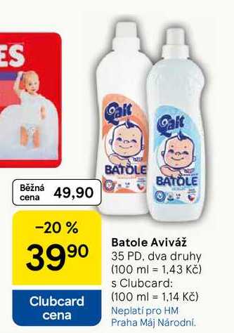 Batole Aviváž, 35 PD, dva druhy Tesco